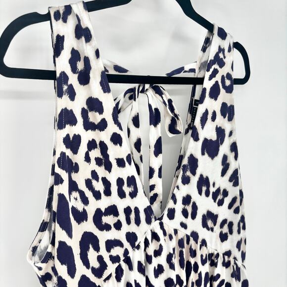ASOS Midi Puff Ball Smock Animal Print Dress V-Neck Size 8 - Picture 5 of 10